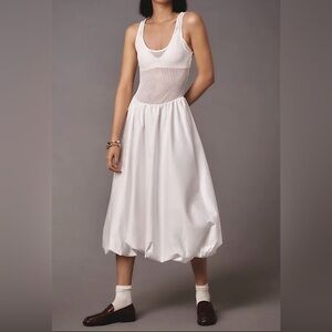 ASTR The Label Sleeveless Contrast Bubble-Hem Midi Dress white, M Anthropologie